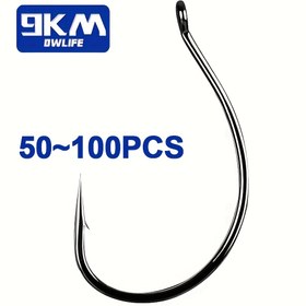 Resim 50/100 adet 9KM Yüksek Karbonlu Çelik Ters Balıkçılık Kancaları - Tatlı Su & Tuzlu Su Balıkçılığı için Yumuşak Solucan Yem Kancaları, Siyah, Dayanıklı & Keskin, Şükran Günü, Noel, Cadılar Bayramı, Yeni Yıl, Büyükler Günü Hediyeleri için İdeal, Balıkçılık Malzemeleri Aksesuarları, Balıkçılık Kancaları, Noel için En İyisi, Şükran Günü için Mükemmel, Balık Tutma Kancası, Balıkçılık Malzemesi, Balıkçılık Ekipmanı, Balıkçılık Aksesuarı ve Ekipmanı, Sazan Balıkçılığı, Balıkçılık Tüm Ürünler 