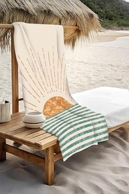 Resim Dijital Baskı Plaj Deniz Havlusu Soyut Güneş Desenli Peştamal HVL0153 