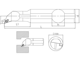 Resim S Sistem - ISO SDQCR/L 107.5° İç Çap Torna Kalemi 