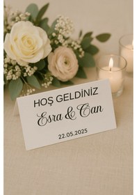 Resim Cosmos Nişan Masa Kartı Çift Yön Baskı - 11x16cm - İsme Özel - Nişan Kartı - Nikah Kartı 