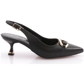 Resim Dgn 24215 Kadin Metal Tokali Topuklu Ayakkabi 24215-2428-R1534 Siyah 