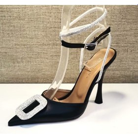 Resim Ony 326 Bayan Taşlı Tokalı Kadeh Ökçeli Abiye Ayakkabı Siyah 