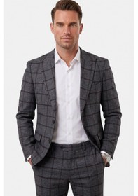 Resim Deepsea Antrasit Kare Desenli Slim Fit Erkek Takım Elbise Çift Düğme Çift Yırtmaç 2 Li Takım 2601812 