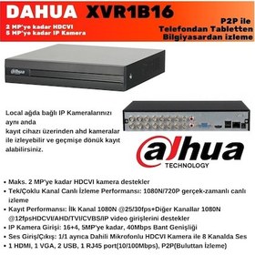 Resim Dahua Xvr1B16-I 16 Kanal H265+ 2Mp Hdcvı Ahd Xvr Kayıt Cihazı 