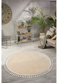 Resim Vl Comfort Düz Saçaklı Peluş Düz Yolluk Bej Vizon 