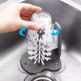 Resim 1pc 2'si 1 arada Manuel Cam Şişe Temizleyici ve Bardak Fırçası, Şarj Edilmeyen Mutfak Temizlik Aracı, Dayanıklı PP Malzeme, İdeal Tatil Hediyesi 