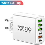 Resim Toplam 65 W Usb C Şarj Cihazı Muti 6 Bağlantı Noktalı Hızlı Şarj Qc3.0 Tip C White Eu ' Beyaz 