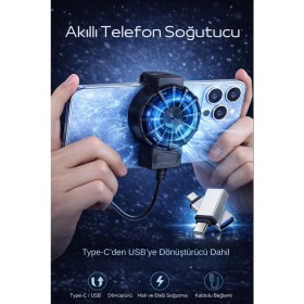 Resim Venas Fan Radyatörü Kablolu Telefon Soğutucu Typec-Usb Aparatı Dahil 