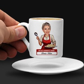 Resim Eli Lezzetli Anne Karikatürlü Kahve Fincanı 