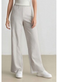 Resim DeFacto Coool Wide Leg Kareli Normal Bel Geniş Paça Pantolon E6121AX25SPGR435 