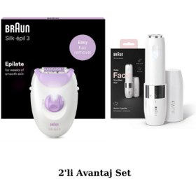 Resim Braun Silk Epil 3 3170 Soft Perfection Epilatör - FS1000 Dudak Üstü, Çene Bölgesi Mini Tüy Alıcı 2'li Set 
