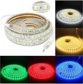 Resim 220 Volt Hortum Led Kırmızı 10 Metre Şerit Led 220v Led Aydınlatma + Fiş 10m 