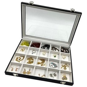 Resim 20 Bölmeli Yüzük Küpe Çok Amaçlı Malzeme Takı Kutusu Siyah 