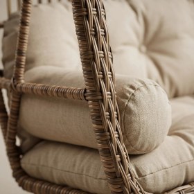 Resim Demharis Çift Kişilik Rattan Bahçe Salıncağı Minderli Balkon Teras Salıncağı Kahverengi 
