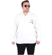 Resim Mocgrande Büyük Beden Kapüşonlu Sweat Double Face Never 25706 Ekru Ekru 