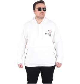 Resim Mocgrande Büyük Beden Kapüşonlu Sweat Double Face Never 25706 Ekru Ekru 