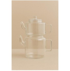 Resim Modern 600 / 1000ml Borosilikat Cam Demlik, Isıya Dayanıklı Cam Kapaklı, Çaydanlık Şeffaf 