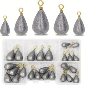 Resim 20/25 Adet TUODSPLU Damla Kurşun Sinek Seti, Çeşitli Boyutlar (3.5g, 5g, 7g, 10g, 14g) Tel saç tokası ile, Rig Şamandıraları için Balıkçılık Ağırlıkları Seti, Balıkçılık Aksesuarları için Yem Ağırlıkları 