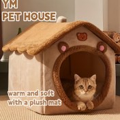 Resim Rahat Kedi Evi Yatağı - Çıkarılabilir & Yıkanabilir, Yumuşak Peluş İç, Kışlık Sıcak Evcil Hayvan Yuvası Kediler ve Küçük Köpekler İçin, Kolay Kurulum, Sevimli Kedi Yatağı 