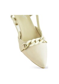 Resim Ispartalılar 1026 Arkası Açık Kadın Topuklu Ayakkabı 5 Cm Abiye Düğün Nişan Kına Gecesi Bej 