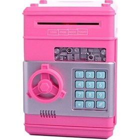 Resim Elektronik Işıklı Sesli Şifreli Kasa Otomatik Kağıt Para Alan Kasa Atm Şifreli Pilli Kumbara Pembe 