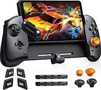 Resim Nintendo Switch/OLED için Anahtar Kontrolörü, 2 Programlanabilir Tuşlu Kablolu Bağlantı, Gyro Sensörü, Çift Titreşim ve Ekran Görüntüsü Fonksiyonları, 6 Adet Yedek Joystick Kapağı 