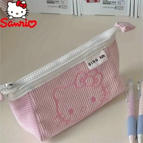 Resim 1 Adet Sevimli Pembe Kedi Desenli Kızlar İçin Günlük Kullanım Kalemtıraş Çantası ve Makyaj Organizatörü 