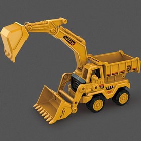 Resim Okula Dönüş Yeni Dönem Yüksek Kaliteli İnertsiyel Mühendislik Araç Simülasyonu Çok Fonksiyonlu Ekskavatör, Buldozer, Kamyonet, Üçü Bir Arada Oyuncak Doğum Günü Hediyesi 