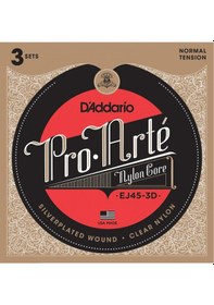 Resim D'addario Ej45-3D 3'Lü Paket.Klasik Gitar Tel Seti Normal Tensıon 