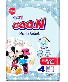 Resim Goon Premium Goo.n Mutlu Bebek 4 Numara Külot Bebek Bezi - 12 Saat Kuruluk - 30 Adet 