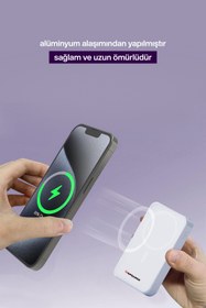 Resim SPRANGE Magsafe Powerbank 10000 Mah Standlı Hızlı Taşınabilir Iphone 11 12 13 14 15 16 Samsung uyumlu 