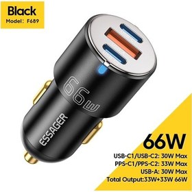 Resim Essageressager 66w Araç Şarj Cihazı Qc Pd 3.0 Hızlı Şarj İphone Uyumlu 14 Huawei Samsung Uyumlu Tip C Usb Chdistribütör Garantili 