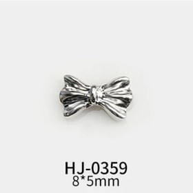 Resim 10 Adet Gümüş Alaşım Şerit Kelebek Nail Art Charm 3d Metal Papyon Çivi Sanat Dekorasyon Takı Manikür Aksesuarları Malzemeleri Black Whıte 