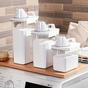 Resim Klasik Hava Geçirmez Çamaşır Deterjanı Dağıtıcısı - Şeffaf Toz Depolama ile Dayanıklı Plastik, Çoklu Boyutlar (1.1L/1.8L/2.3L), Ev Düzenleme için Kapaklı Kapanış, Çamaşır Odası Gereksinimleri|Modern Çamaşır Tasarımı|Güvenli Kapanış Dağıtıcısı 
