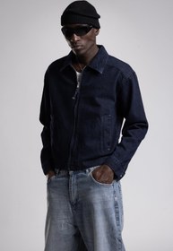 Resim Tonal Nakış Yazı Detaylı Denim Ceket - Siyah / M 