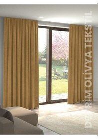 Resim Devrim Olivya Tekstil Lüks 1. Sınıf Düz Dikim Deve Tüyü Ada Fon Perde En X Yükseklik Deve Tüyü 