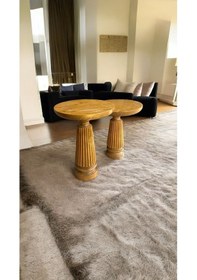 Resim Simillo Wood Ahşap 2'li Set Konik Model Mantar Yan Sehpa Modern Fiskos / Koyu Cev Kod:2159460512204 Koyu Ceviz 