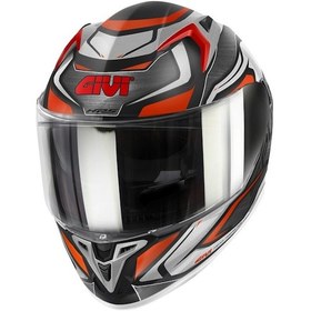 Resim Givi 50.9 Atomıc Kapalı Motosiklet Kaskı Mat Gri - Kırmızı - Siyah 