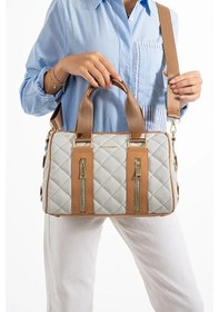 Resim Just Polo Kadın Günlük Kullanıma Uygun Ayarlanabilir Askılı Büyük Boy Lüks El & Omuz Çantası Shoulder Bag Gri 