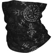 Resim Kelt Pusula Sembolü Vegvisir Çok İşlevli Eşarp Boyunluk Yüz Maskesi Örme Polyester ve Elastan Kumaş ile 