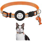 Resim Kedi Tasması Turuncu , Zil Ve Çıkarılabilir Emniyet Tokası İçin Silikon Su Geçirmez Braket Kapağı İle Yansıtıcı Kedi Tasması 