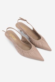 Resim Valmenti Kadın Hakiki Deri Bej Slingback Ayakkabı VLM6864 - 35 