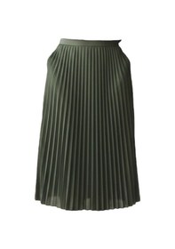 Resim Eren Style Pileli Pamuklu Dokuma Viskon Kışlık Etek 95 Cm - 38-48 Haki 