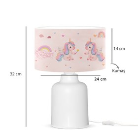 Resim Unicorn Çocuk Odası Abajur Lamba | ByLamp 