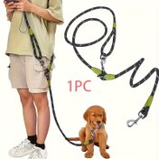 Resim Köpekler için Çok İşlevli Tasma - Yürüyüş, Koşu ve Kamp İçin - Küçük ve Büyük Köpekler İçin Uygun - Ayarlanabilir Omuz Askısı ve Bel Kemeri - Darbe Emici Elastik Kordon - Naylondan Yapılmıştır 