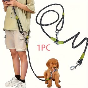 Resim Köpekler için Çok İşlevli Tasma - Yürüyüş, Koşu ve Kamp İçin - Küçük ve Büyük Köpekler İçin Uygun - Ayarlanabilir Omuz Askısı ve Bel Kemeri - Darbe Emici Elastik Kordon - Naylondan Yapılmıştır 