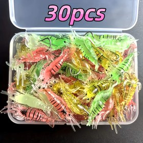 Resim 30 adet Silikon Karides Balıkçılık Yemleri ile saç tokası - Gece Balıkçılığı için Parlayan Yumuşak Yemler, Karışık Renkler (Yeşil, Sarı, Pembe, Parlayan), Açık Hava Balıkçılığı Aksesuarları, Balıkçılık Yemleri, Noel için En İyi, Şükran Günü için Mükemmel 