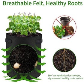 Resim Lebihmurah 4098 X Patates Bitki Çantası, 10 Galon, Patates İçin Büyük Keçe Bitki Torbası, Patates Torbası, Kulplu Ve Pencereli Bitki Çantası 