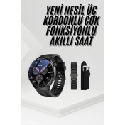 Resim Flamex Amoled Ekran Metal Deri Silikon Kordonlu Uyku ve Sağlık Takibi 