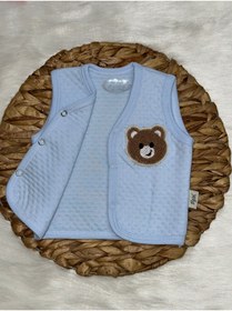 Resim YEKA BEBE Unisex Bebek Mavi Kapitoneli Tek Kat Figürlü Pamuk Yelek 